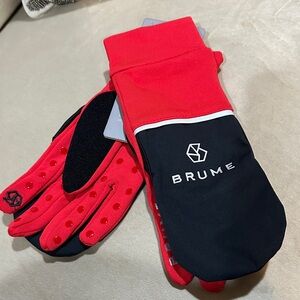 Brume Red & Black Winter Gloves with Mitt Convertible